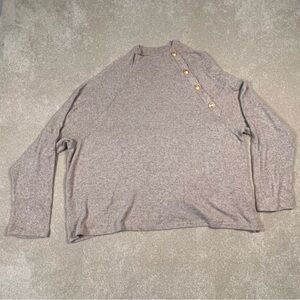 H & M Soft Tan Asymmetrical Buttons Long Sleeve Comfy‎ Sweater Women's Medium